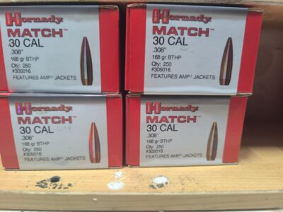 .308 HORNADY BTHP MATCH 168gr x250 count
